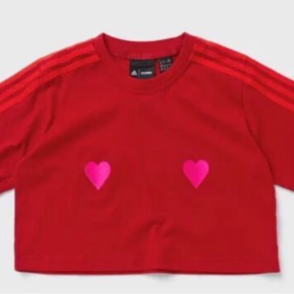 Adidas, Ivy Park Valentine’s Day collection cropped heart T-shirt